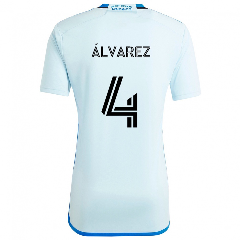 Kandiny Niño Camiseta Fernando Álvarez #4 Azul Hielo 2ª Equipación 2024/25 La Camisa Chile