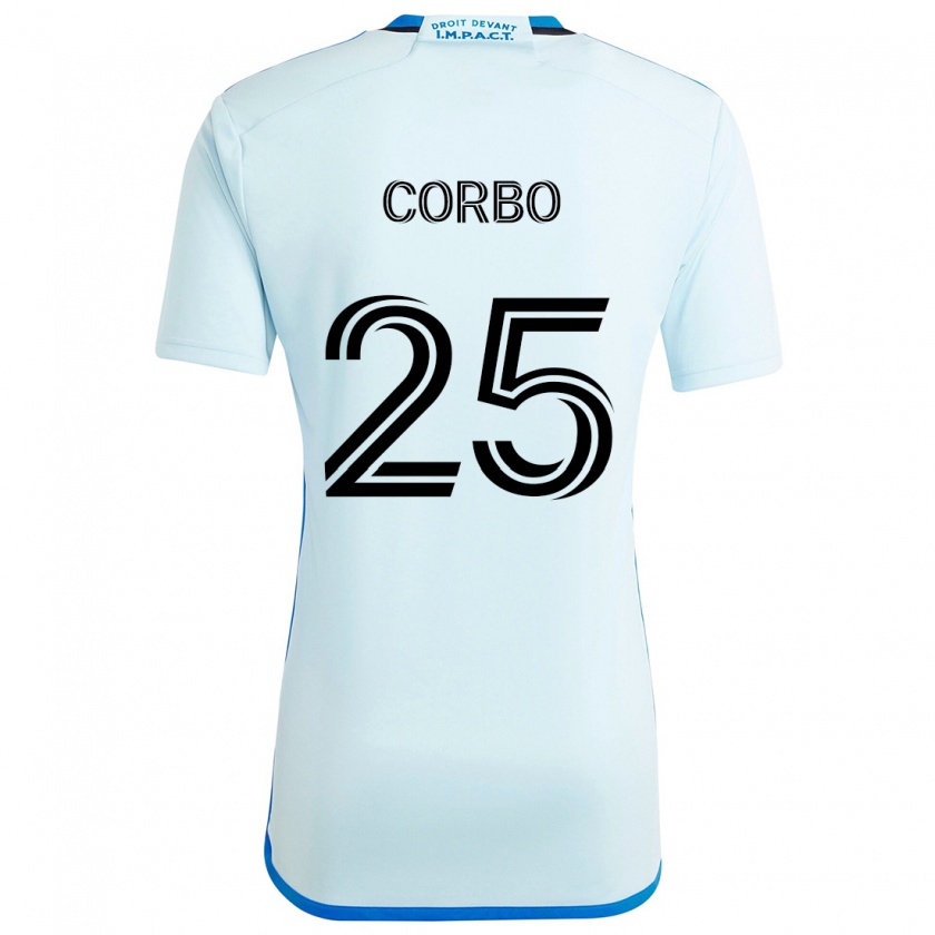 Kandiny Niño Camiseta Gabriele Corbo #25 Azul Hielo 2ª Equipación 2024/25 La Camisa Chile