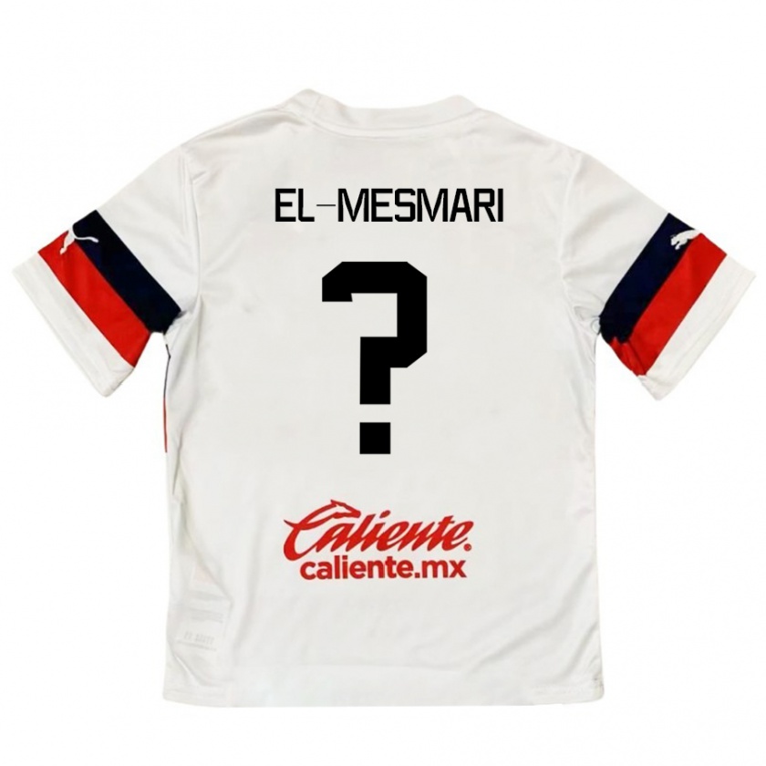 Kandiny Niño Camiseta Bruce El-Mesmari #0 Blanco Rojo 2ª Equipación 2024/25 La Camisa Chile