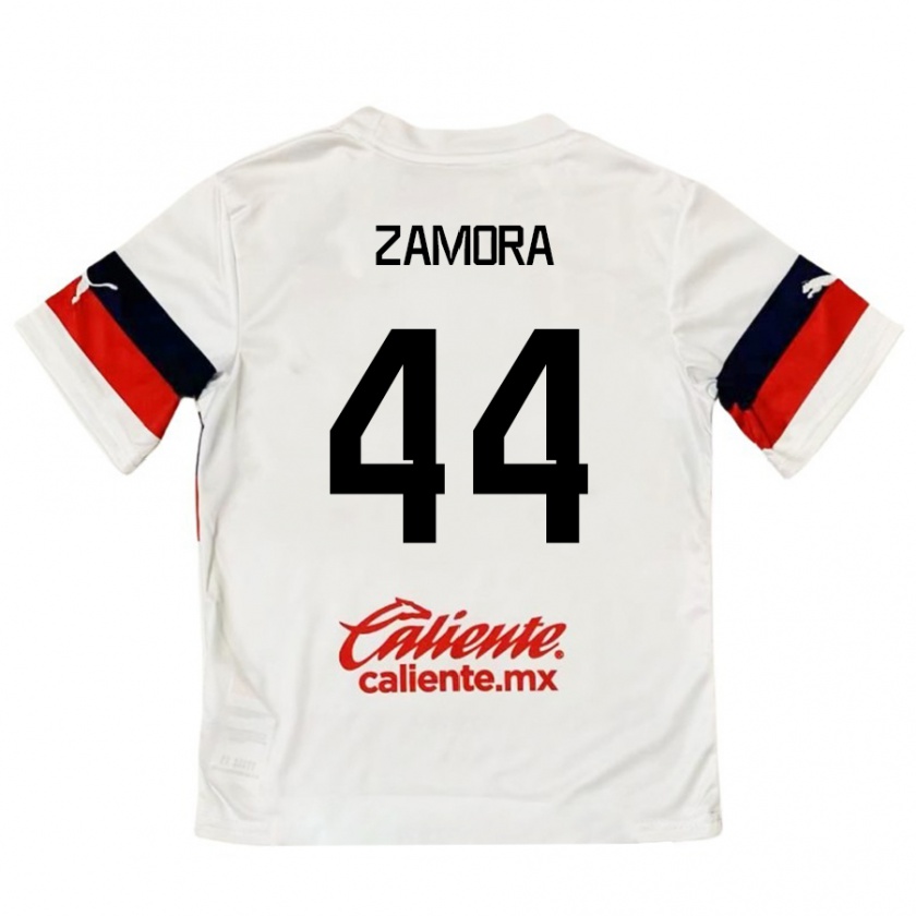 Kandiny Niño Camiseta Saúl Zamora #44 Blanco Rojo 2ª Equipación 2024/25 La Camisa Chile