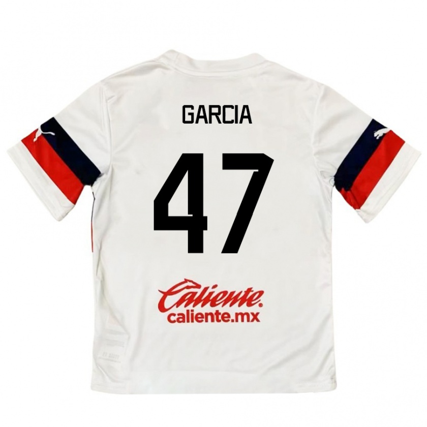 Kandiny Niño Camiseta Gael García #47 Blanco Rojo 2ª Equipación 2024/25 La Camisa Chile