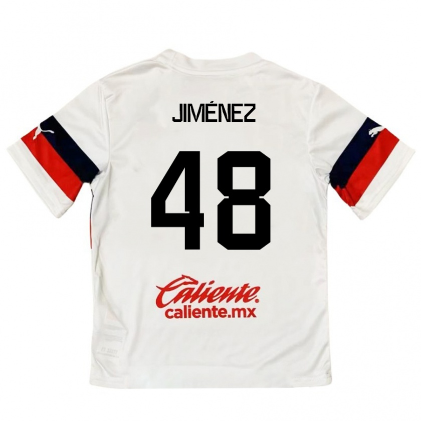 Kandiny Niño Camiseta Leonardo Jiménez #48 Blanco Rojo 2ª Equipación 2024/25 La Camisa Chile