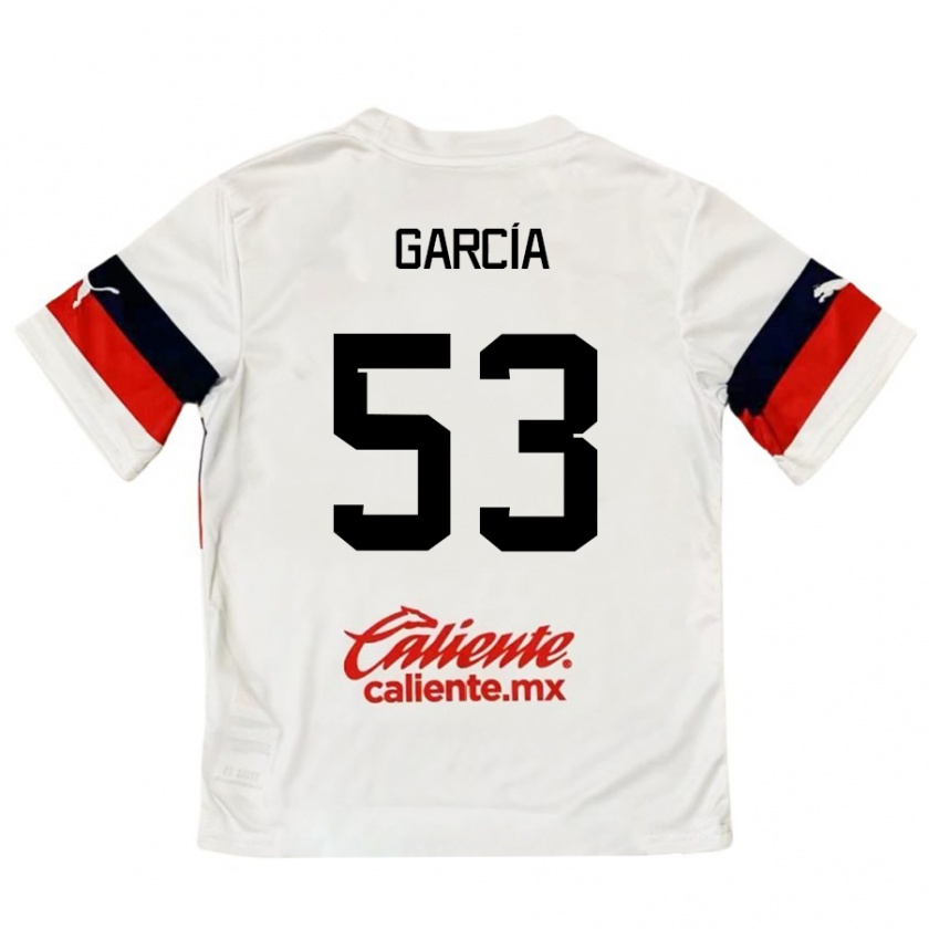 Kandiny Niño Camiseta Uziel García #53 Blanco Rojo 2ª Equipación 2024/25 La Camisa Chile