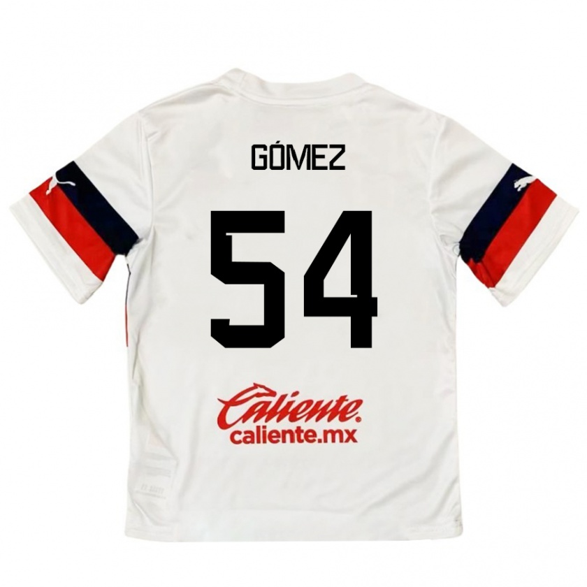 Kandiny Niño Camiseta Miguel Gómez #54 Blanco Rojo 2ª Equipación 2024/25 La Camisa Chile