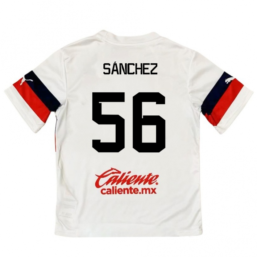 Kandiny Niño Camiseta Benjamín Sánchez #56 Blanco Rojo 2ª Equipación 2024/25 La Camisa Chile