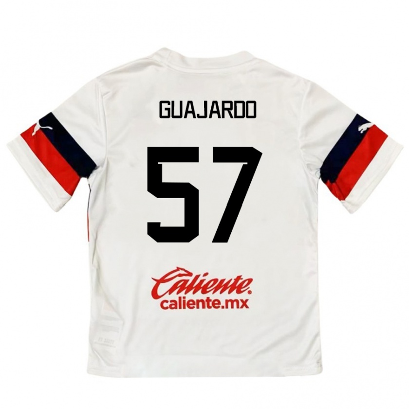 Kandiny Niño Camiseta Dylan Guajardo #57 Blanco Rojo 2ª Equipación 2024/25 La Camisa Chile