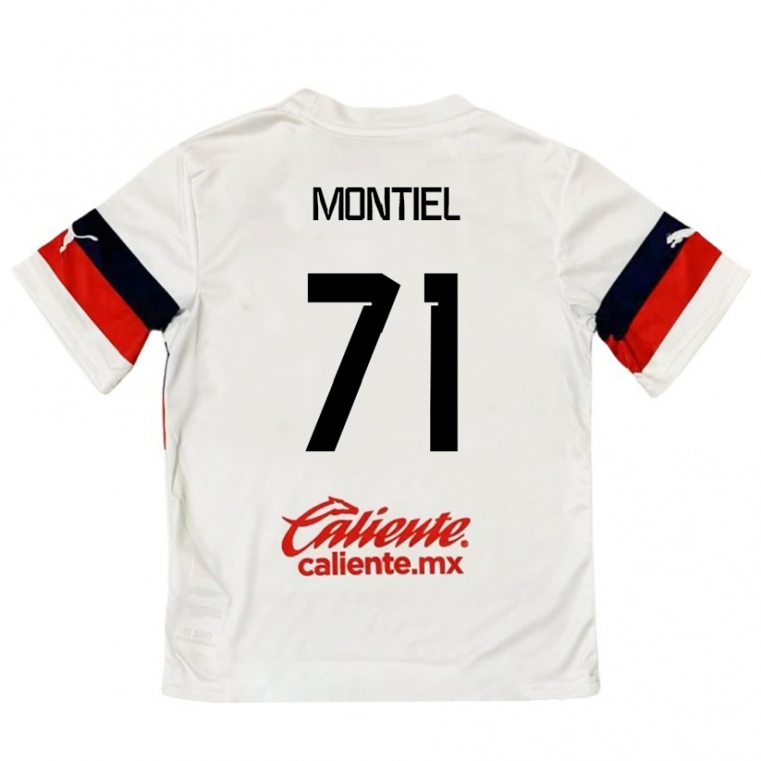 Kandiny Niño Camiseta Erick Montiel #71 Blanco Rojo 2ª Equipación 2024/25 La Camisa Chile