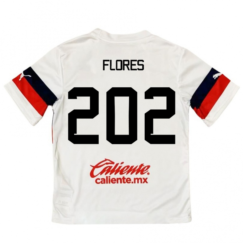 Kandiny Niño Camiseta Daniel Flores #202 Blanco Rojo 2ª Equipación 2024/25 La Camisa Chile