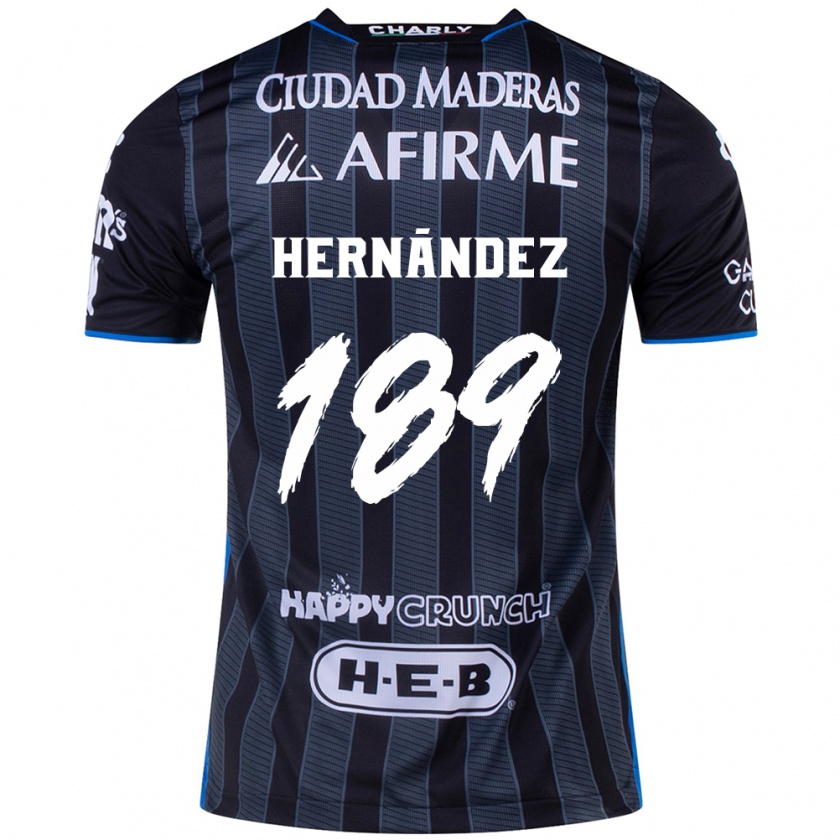 Kandiny Niño Camiseta Sebastián Hernández #189 Blanco Negro 2ª Equipación 2024/25 La Camisa Chile