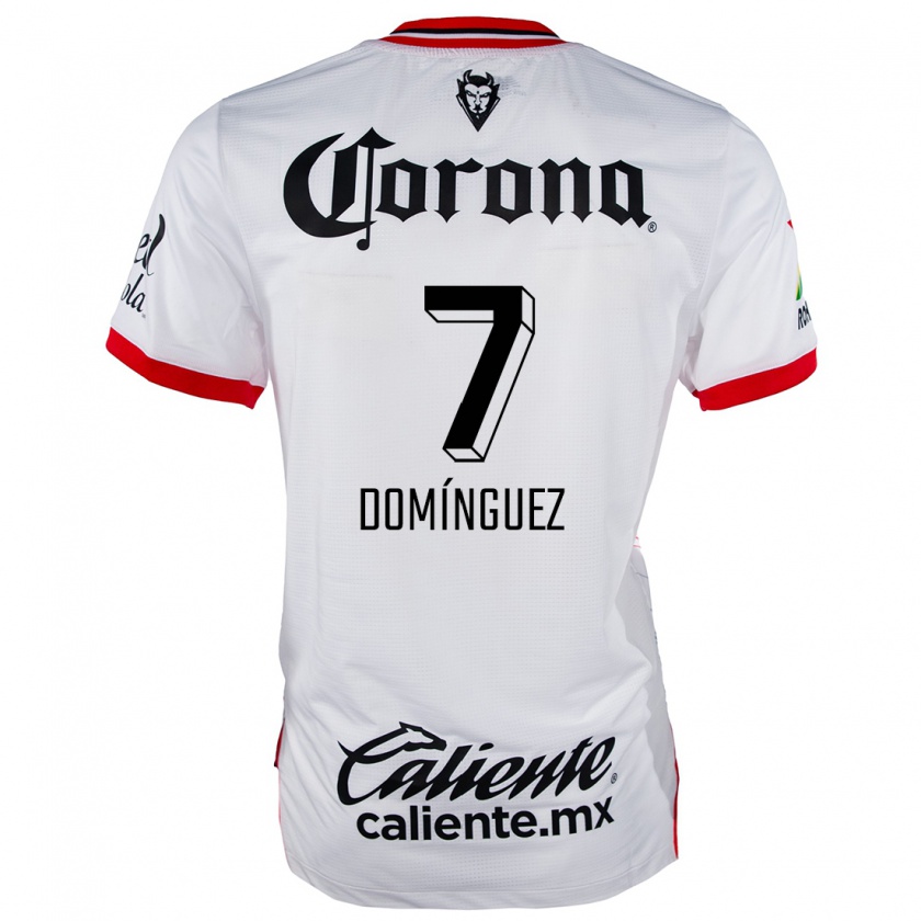 Kandiny Niño Camiseta Juan Domínguez #7 Blanco Rojo 2ª Equipación 2024/25 La Camisa Chile