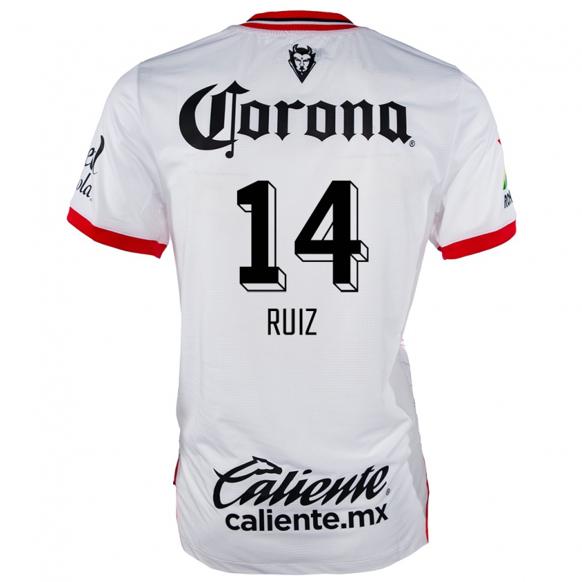 Kandiny Niño Camiseta Marcel Ruiz #14 Blanco Rojo 2ª Equipación 2024/25 La Camisa Chile