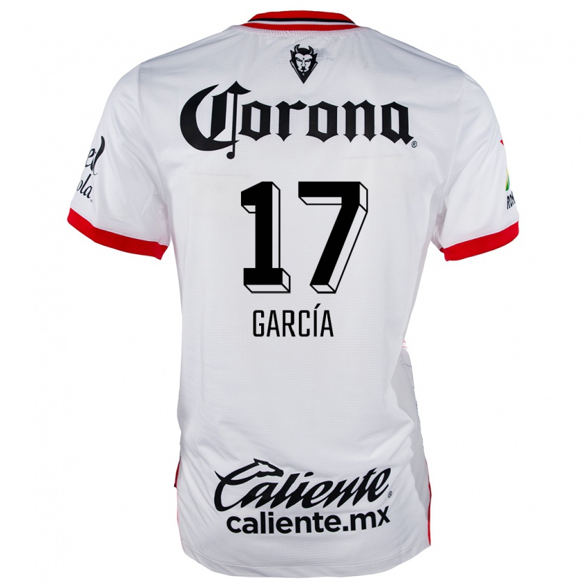 Kandiny Niño Camiseta Brian García #17 Blanco Rojo 2ª Equipación 2024/25 La Camisa Chile