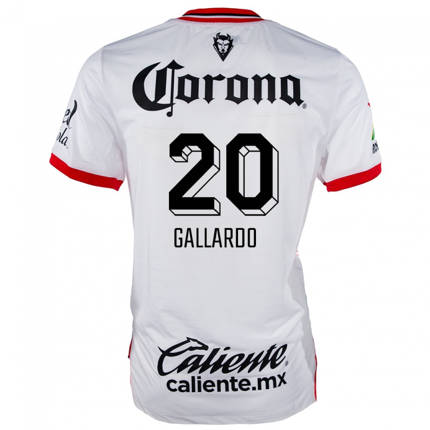 Kandiny Niño Camiseta Jesús Gallardo #20 Blanco Rojo 2ª Equipación 2024/25 La Camisa Chile