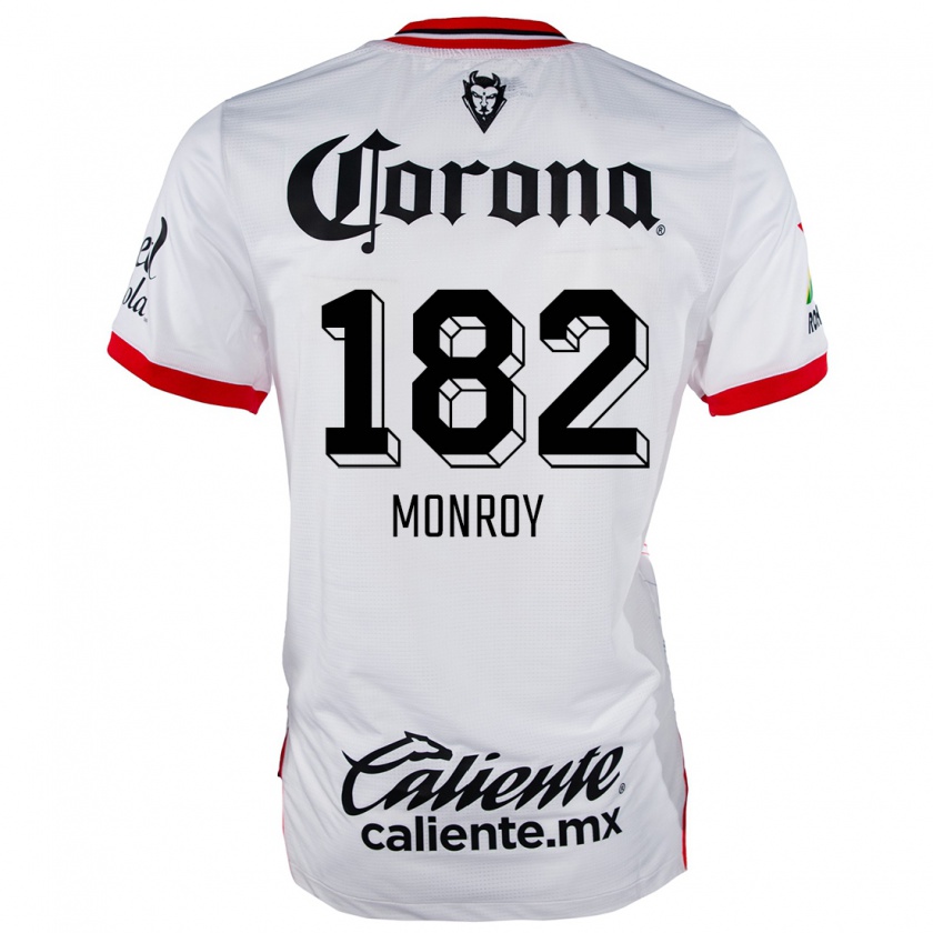 Kandiny Niño Camiseta Brayan Monroy #182 Blanco Rojo 2ª Equipación 2024/25 La Camisa Chile