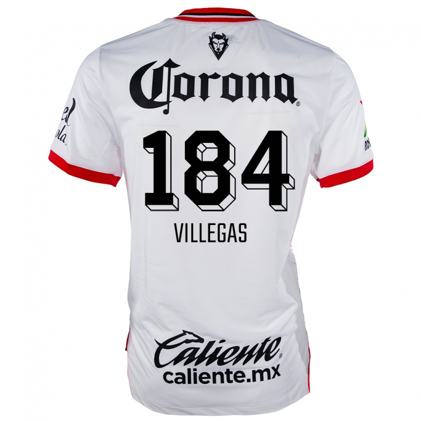 Kandiny Niño Camiseta Abraham Villegas #184 Blanco Rojo 2ª Equipación 2024/25 La Camisa Chile