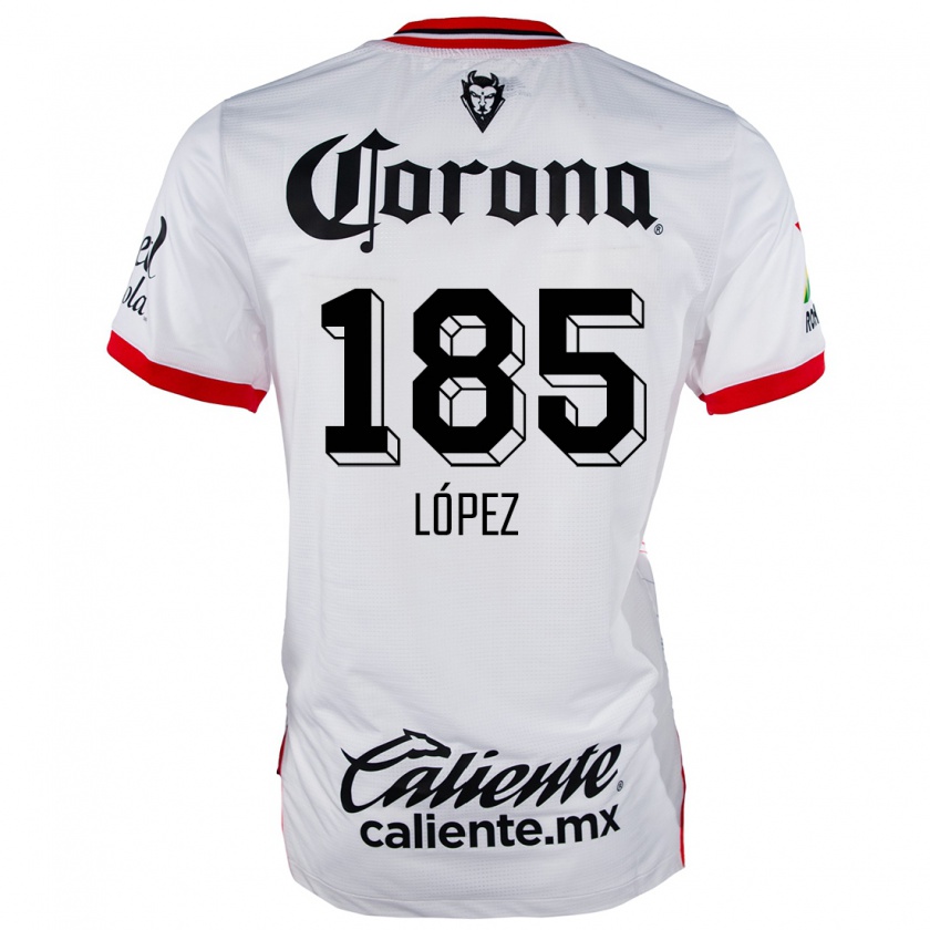 Kandiny Niño Camiseta David López #185 Blanco Rojo 2ª Equipación 2024/25 La Camisa Chile