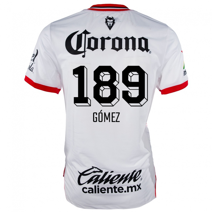 Kandiny Niño Camiseta Enrique Gómez #189 Blanco Rojo 2ª Equipación 2024/25 La Camisa Chile