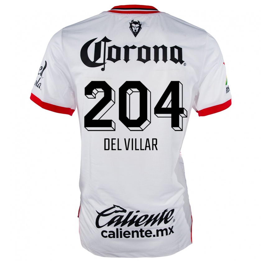 Kandiny Niño Camiseta Everardo Del Villar #204 Blanco Rojo 2ª Equipación 2024/25 La Camisa Chile