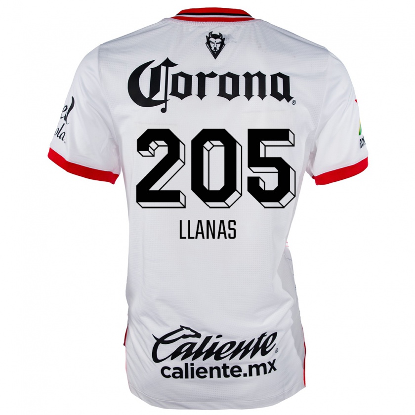 Kandiny Niño Camiseta Emmanuel Llanas #205 Blanco Rojo 2ª Equipación 2024/25 La Camisa Chile