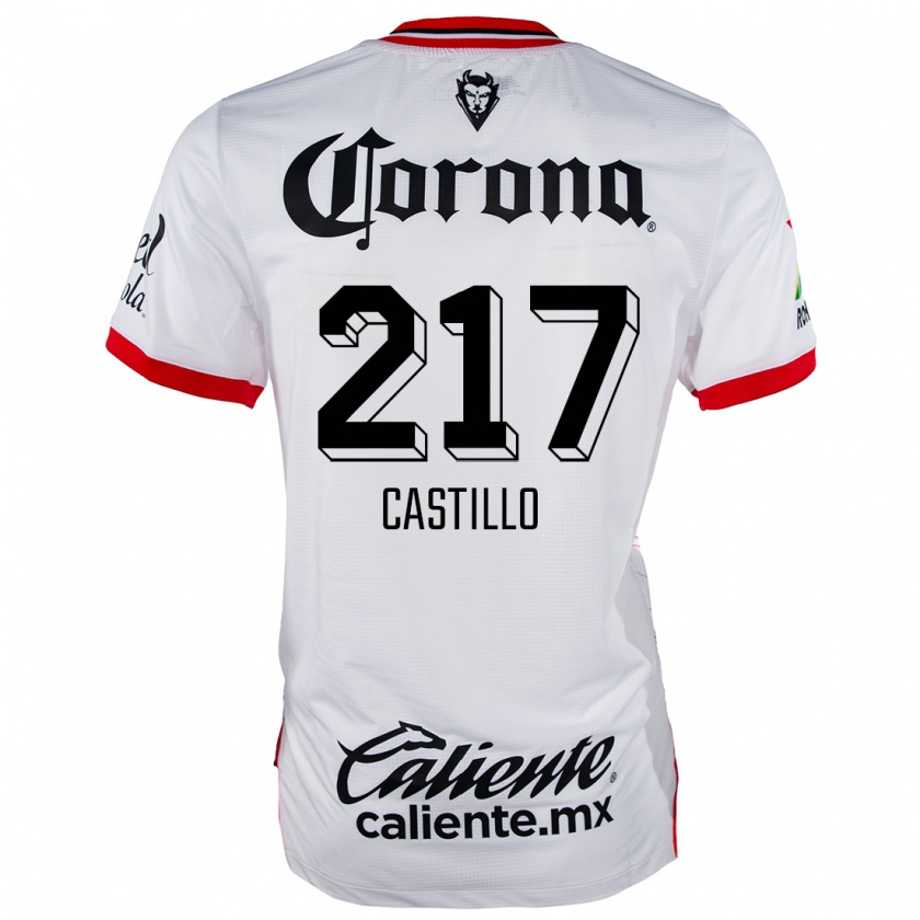 Kandiny Niño Camiseta Klever Castillo #217 Blanco Rojo 2ª Equipación 2024/25 La Camisa Chile