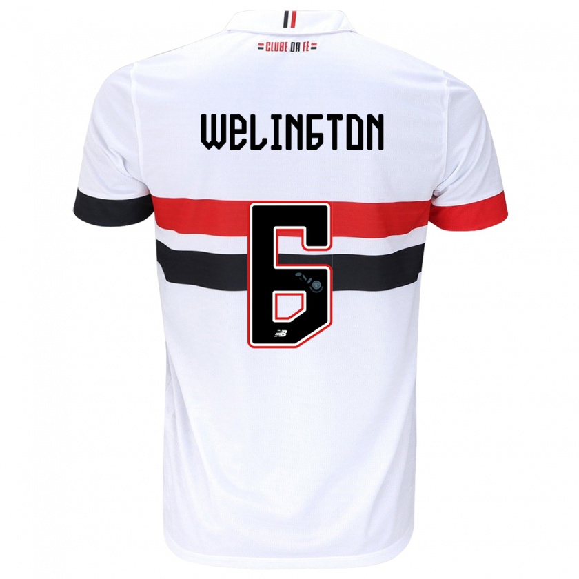 Kandiny Hombre Camiseta Welington #6 Blanco Rojo Negro 1ª Equipación 2024/25 La Camisa Chile