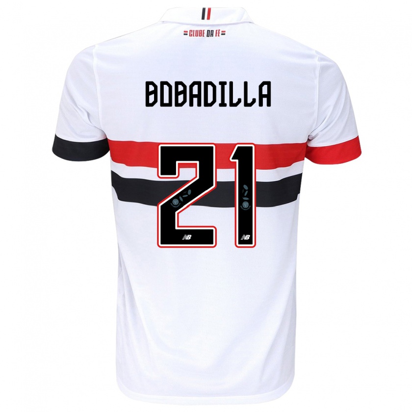 Kandiny Hombre Camiseta Damián Bobadilla #21 Blanco Rojo Negro 1ª Equipación 2024/25 La Camisa Chile