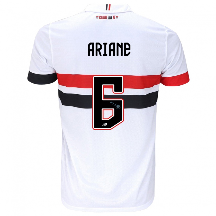 Kandiny Hombre Camiseta Ariane #6 Blanco Rojo Negro 1ª Equipación 2024/25 La Camisa Chile