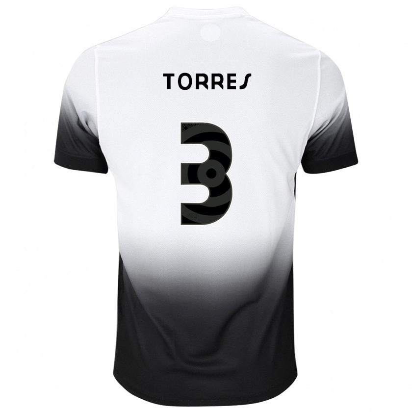 Kandiny Hombre Camiseta Félix Torres #3 Blanco Negro 1ª Equipación 2024/25 La Camisa Chile