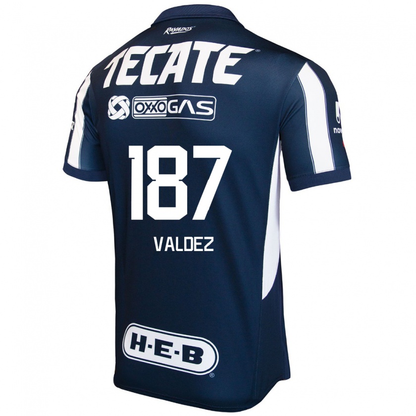 Kandiny Hombre Camiseta Érick Valdez #187 Azul Rojo Blanco 1ª Equipación 2024/25 La Camisa Chile