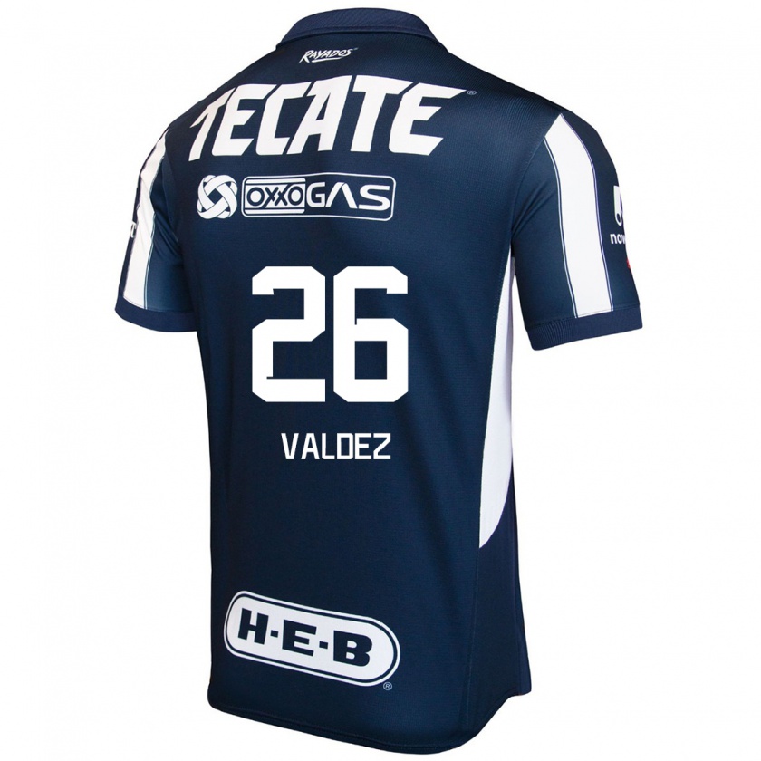 Kandiny Hombre Camiseta Valeria Valdez #26 Azul Rojo Blanco 1ª Equipación 2024/25 La Camisa Chile