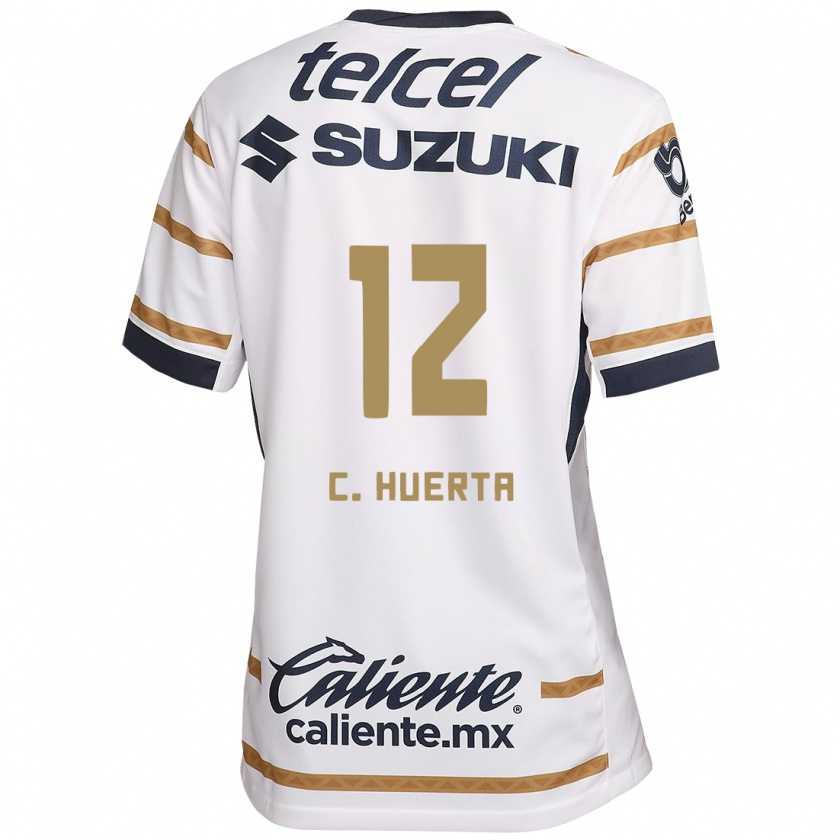 Kandiny Hombre Camiseta César Huerta #12 Obsidiana Blanca 1ª Equipación 2024/25 La Camisa Chile