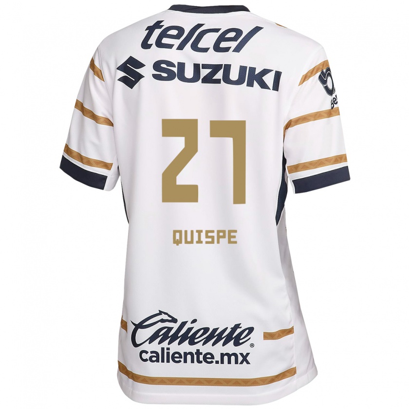 Kandiny Hombre Camiseta Piero Quispe #27 Obsidiana Blanca 1ª Equipación 2024/25 La Camisa Chile