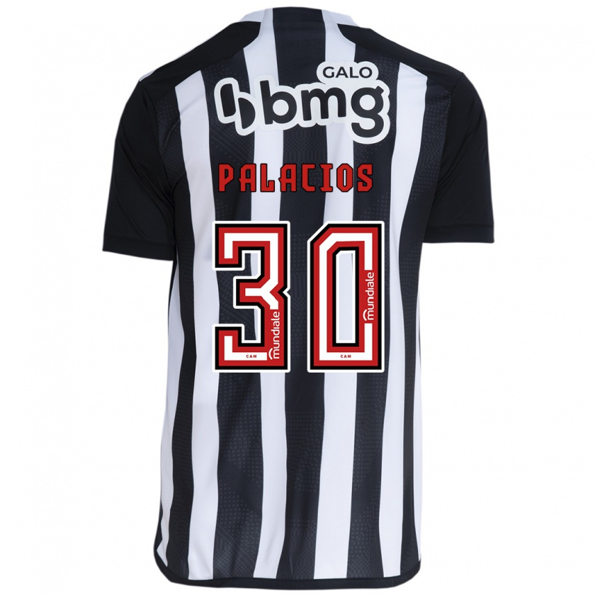 Kandiny Hombre Camiseta Brahian Palacios #30 Blanco Negro 1ª Equipación 2024/25 La Camisa Chile