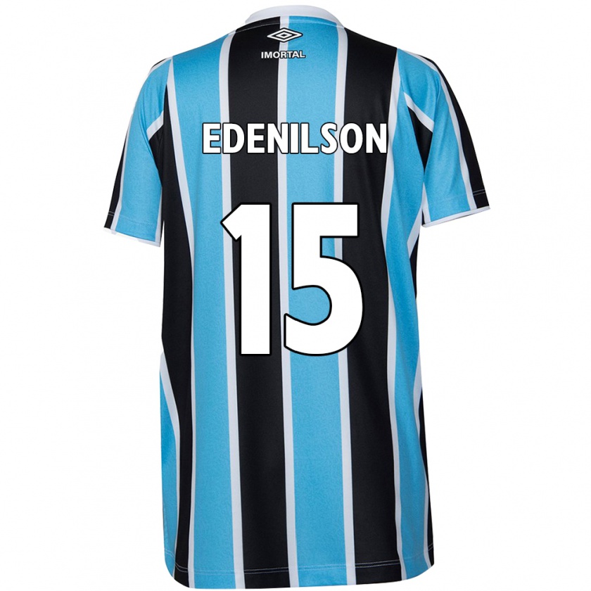 Kandiny Hombre Camiseta Edenilson #15 Azul Negro Blanco 1ª Equipación 2024/25 La Camisa Chile