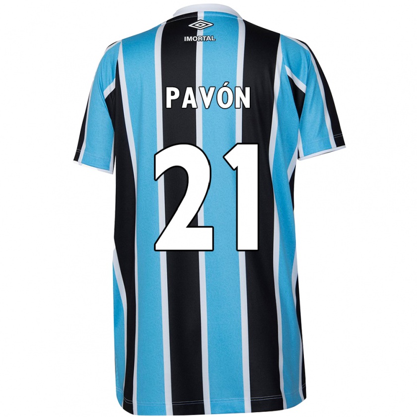 Kandiny Hombre Camiseta Cristian Pavón #21 Azul Negro Blanco 1ª Equipación 2024/25 La Camisa Chile