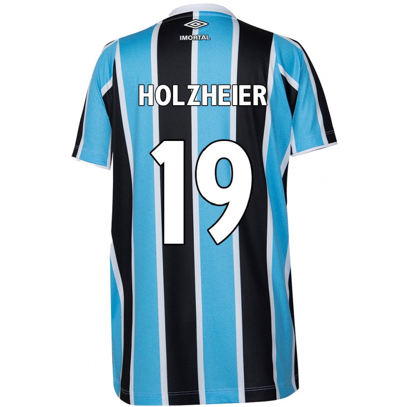 Kandiny Hombre Camiseta Agostina Holzheier #19 Azul Negro Blanco 1ª Equipación 2024/25 La Camisa Chile