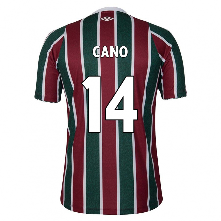 Kandiny Hombre Camiseta Germán Cano #14 Verde Granate Blanco 1ª Equipación 2024/25 La Camisa Chile