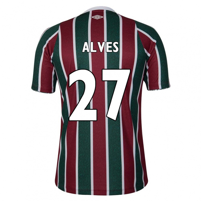 Kandiny Hombre Camiseta Felipe Alves #27 Verde Granate Blanco 1ª Equipación 2024/25 La Camisa Chile