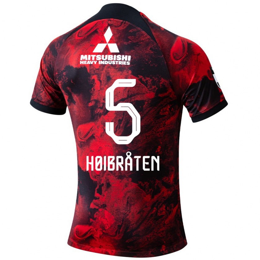 Kandiny Hombre Camiseta Marius Høibråten #5 Negro Rojo 1ª Equipación 2024/25 La Camisa Chile