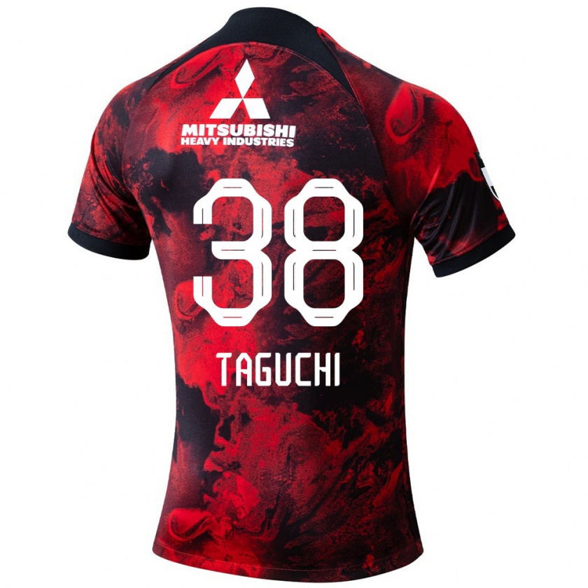 Kandiny Hombre Camiseta Keita Taguchi #38 Negro Rojo 1ª Equipación 2024/25 La Camisa Chile