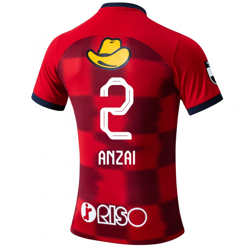 Kandiny Hombre Camiseta Koki Anzai #2 Rojo Azul Blanco 1ª Equipación 2024/25 La Camisa Chile