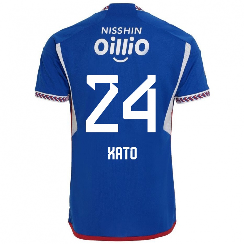 Kandiny Hombre Camiseta Hijiri Kato #24 Azul Blanco Rojo 1ª Equipación 2024/25 La Camisa Chile