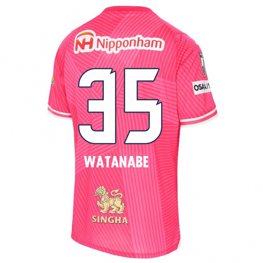 Kandiny Hombre Camiseta Ryo Watanabe #35 Rosa Blanco 1ª Equipación 2024/25 La Camisa Chile