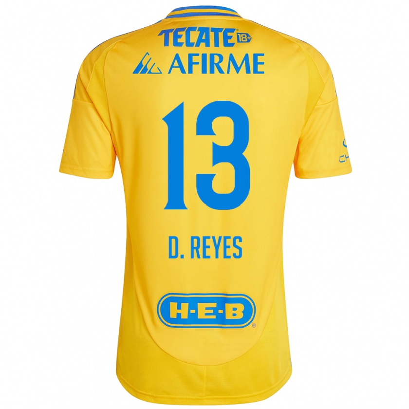 Kandiny Hombre Camiseta Diego Reyes #13 Oro Amarillo 1ª Equipación 2024/25 La Camisa Chile