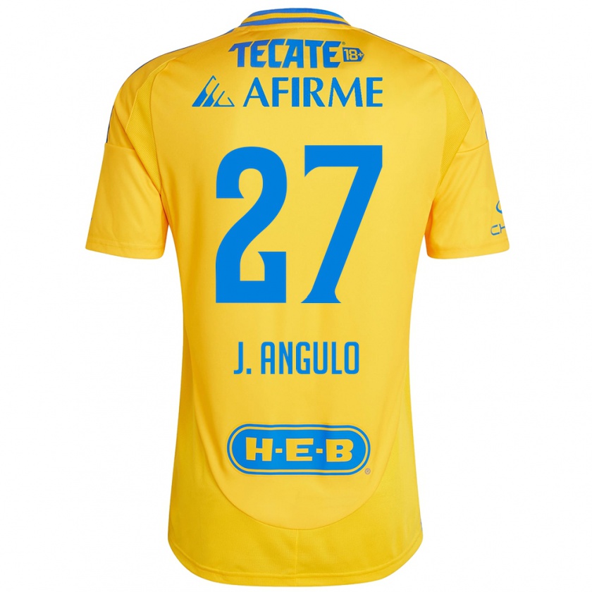 Kandiny Hombre Camiseta Jesús Angulo #27 Oro Amarillo 1ª Equipación 2024/25 La Camisa Chile