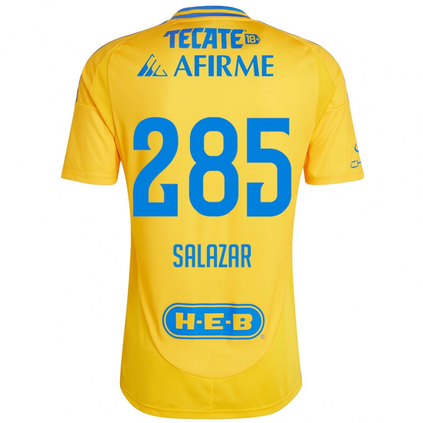 Kandiny Hombre Camiseta Bryan Salazar #285 Oro Amarillo 1ª Equipación 2024/25 La Camisa Chile