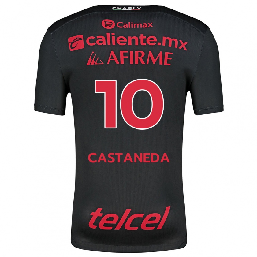 Kandiny Hombre Camiseta Kevin Castañeda #10 Negro Rojo 1ª Equipación 2024/25 La Camisa Chile