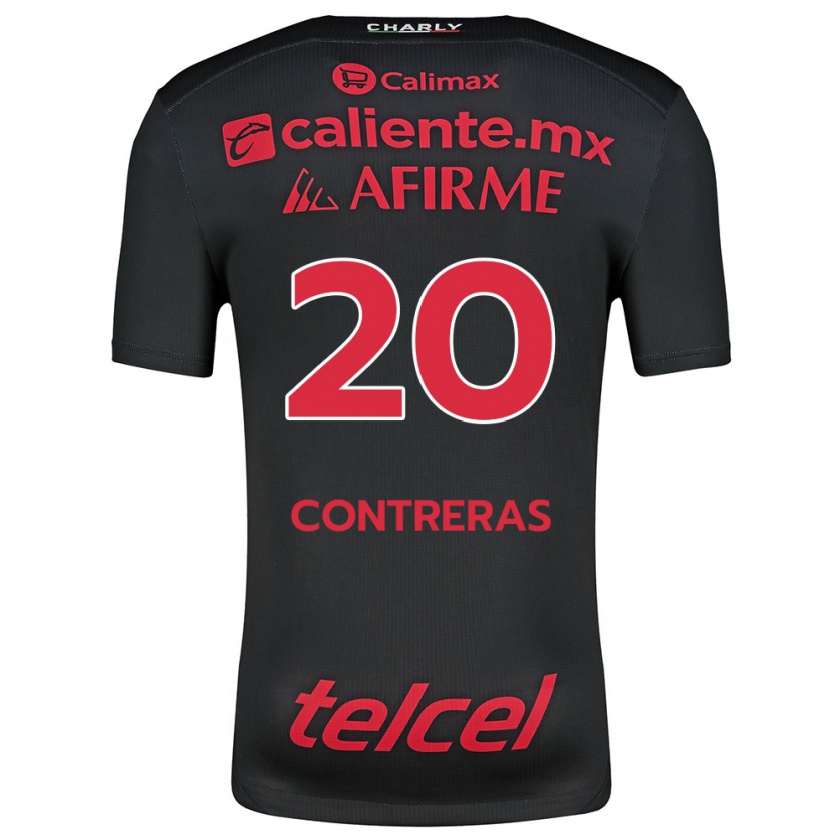 Kandiny Hombre Camiseta Francisco Contreras #20 Negro Rojo 1ª Equipación 2024/25 La Camisa Chile