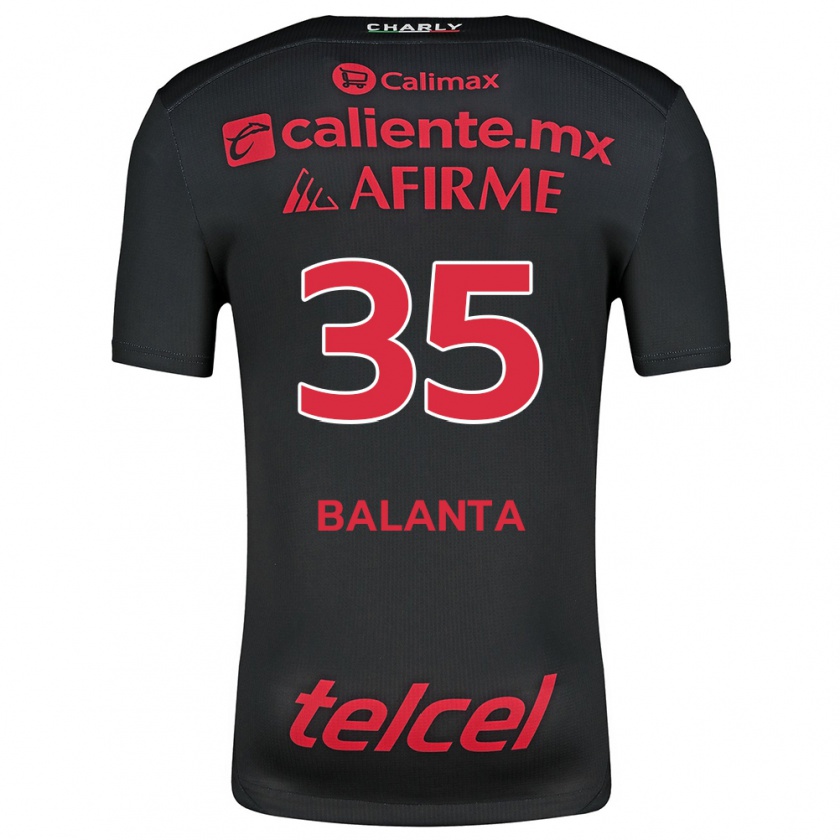 Kandiny Hombre Camiseta Kevin Balanta #35 Negro Rojo 1ª Equipación 2024/25 La Camisa Chile