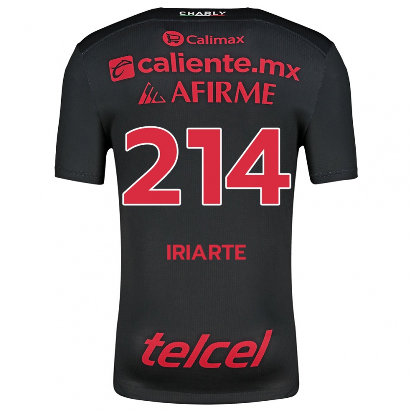 Kandiny Hombre Camiseta Oliver Iriarte #214 Negro Rojo 1ª Equipación 2024/25 La Camisa Chile